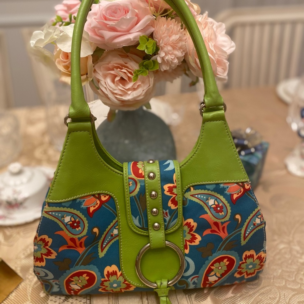 St John Bay green and floral shoulder bag - Picture 2 of 7